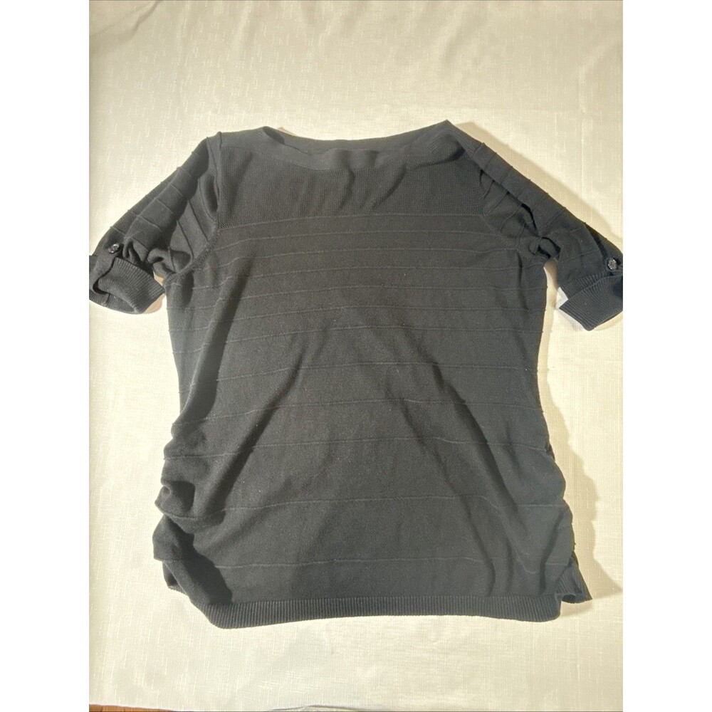 Liz Claiborne Career Black Short Tie Back Sleeve Rouched Sides 2XL